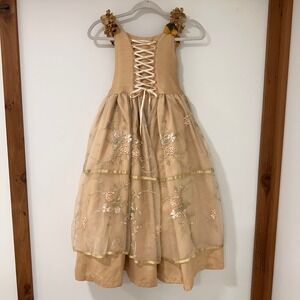 Elena Collection Gold Embroidered Corset Gown Flower Girl Size 7-8 Wedding Tulle